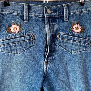 Ladies Boyish by HER Jeans Size 27‎ Blue Wash Billy Embroidered Button F…